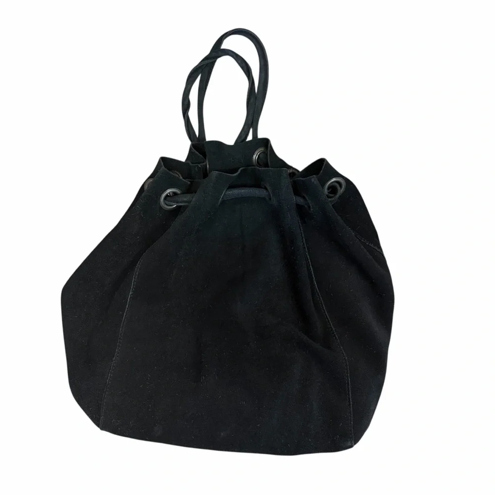Sundown‎ Wild Black Suede Drawstring Bag Free People